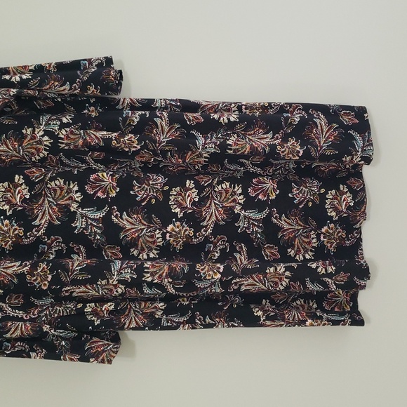 J. Jill Wearever Sheath Dress Large Black Print Knit V-Neck Pleats Casual Office - Picture 9 of 15